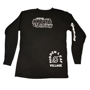 Naruto Shippuden Collection L/S Crew Neck Cotton T-Shirt Mens Size Medium Black
